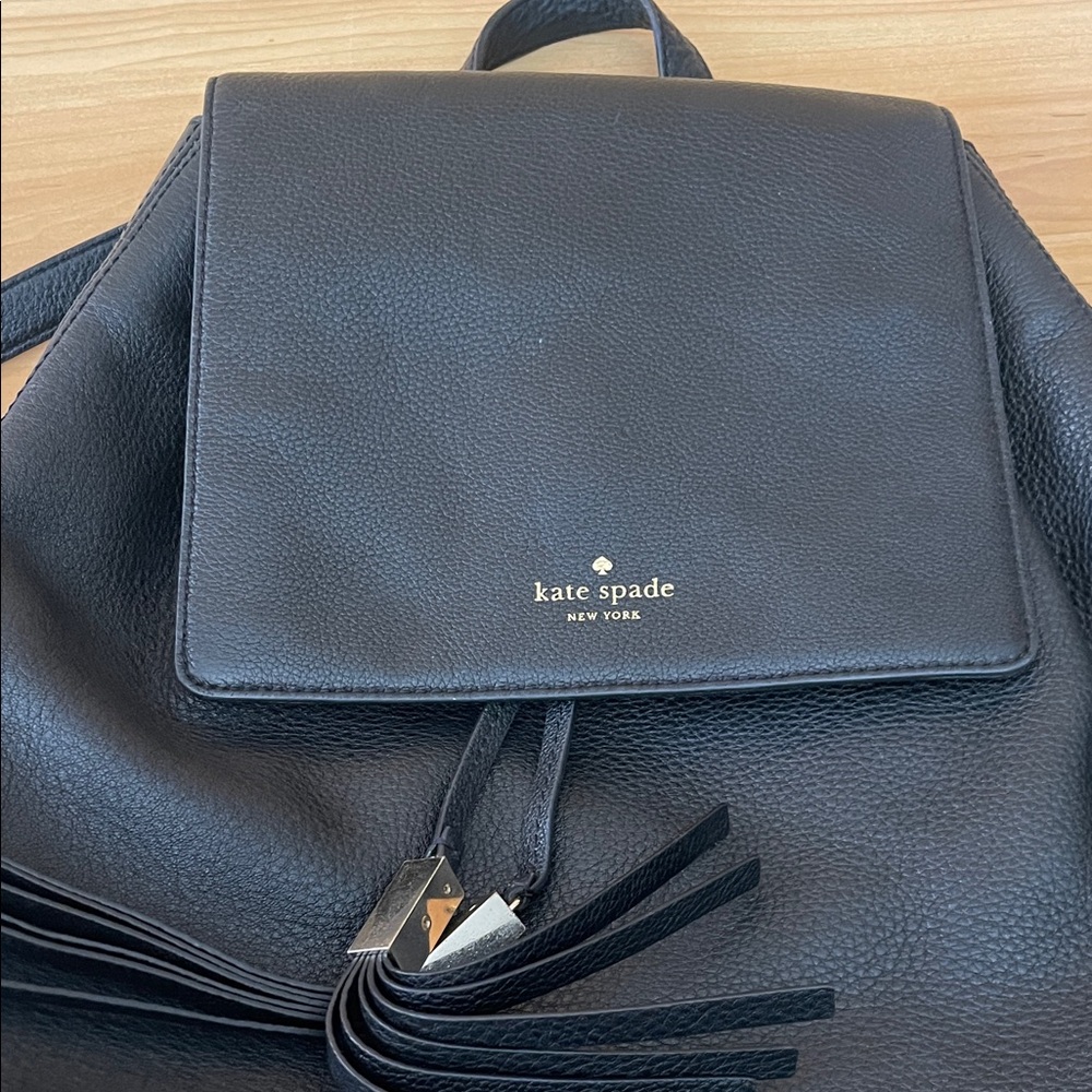 Kate Spade Black Pebbled Leather Backpack